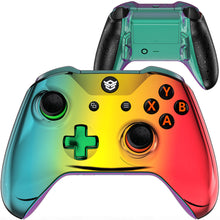 Load image into Gallery viewer, HEXGAMING ULTRA ONE Controller for XBOX, PC, Mobile- Chrome Cyan Gold Red ABXY Labeled
